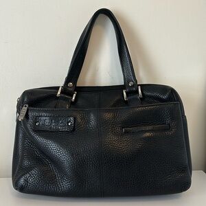Fabio Paris black pebbled leather zip top satchel/purse